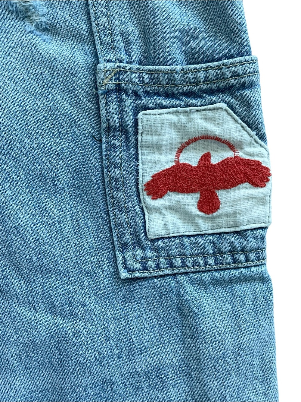 Free People We The Free Patchwork Distressed Jeans 28 Cropped Boho - Picture 5 of 7